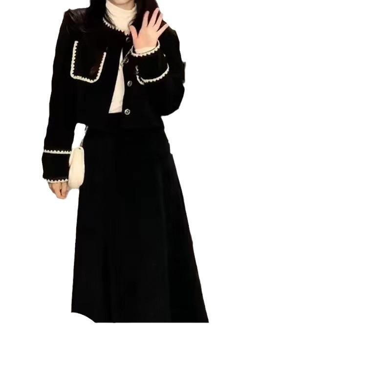 セットアップ レディース 秋冬 レトロ かわいい 2点セット ジャケット スカート ツーピース ガーリー フェミニン お洒落 ポリエステル
