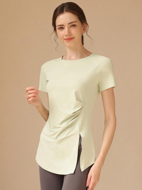 トップス レディース 女性用 トレーニング ランニング Tシャツ 吸湿速乾 スポーツウェア ヨガウェア 普段使い 部屋着 半袖 ポリエステル 無地 紫 緑 ピンク 黒 S M L XL XXL