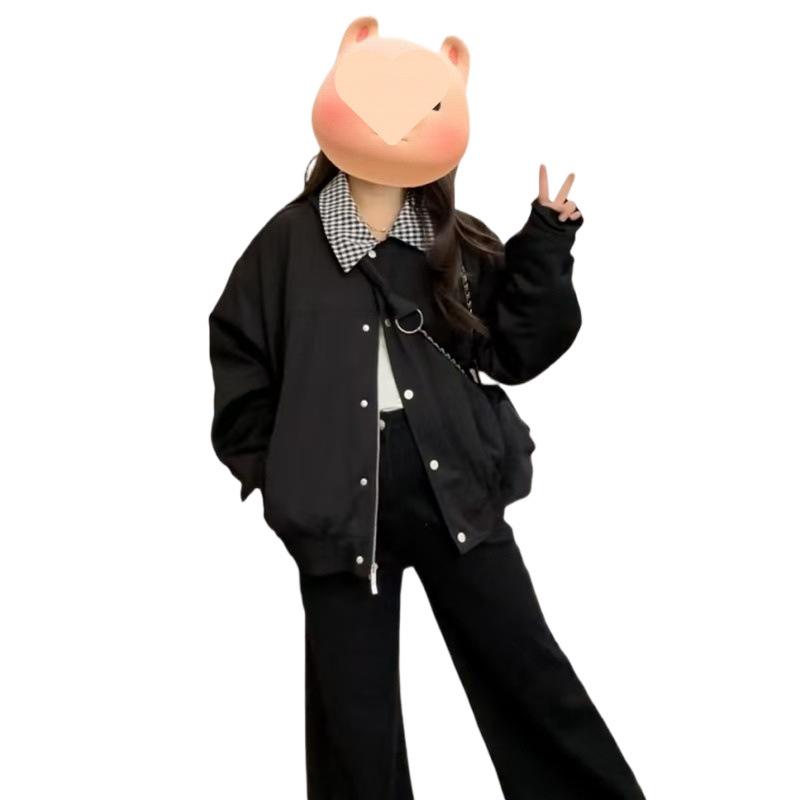 ジャケット レディース 男性用 切り替え 襟付き ブラック ポリエステル 長袖 ブルゾン アウター スプリングコート ジャンパー 羽織り