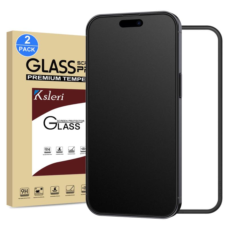 アンチグレア 2枚セット iPhone 14 Pro対応 ガラスフィルム 液晶 保護フィルム ガイド枠付き さらさら ゲームフィルム 指紋防止 反射防止 高硬度9H 6.1インチ