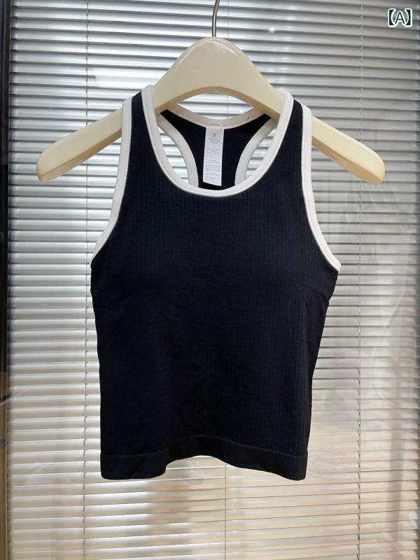 ヨガウェア レディース 背心 タンク トップ カップ付き スポーツ ブラ内蔵 通気性 吸湿速乾 ランニング フィットネス トレーニング 運動用 春夏秋冬 黒 白 ピンク