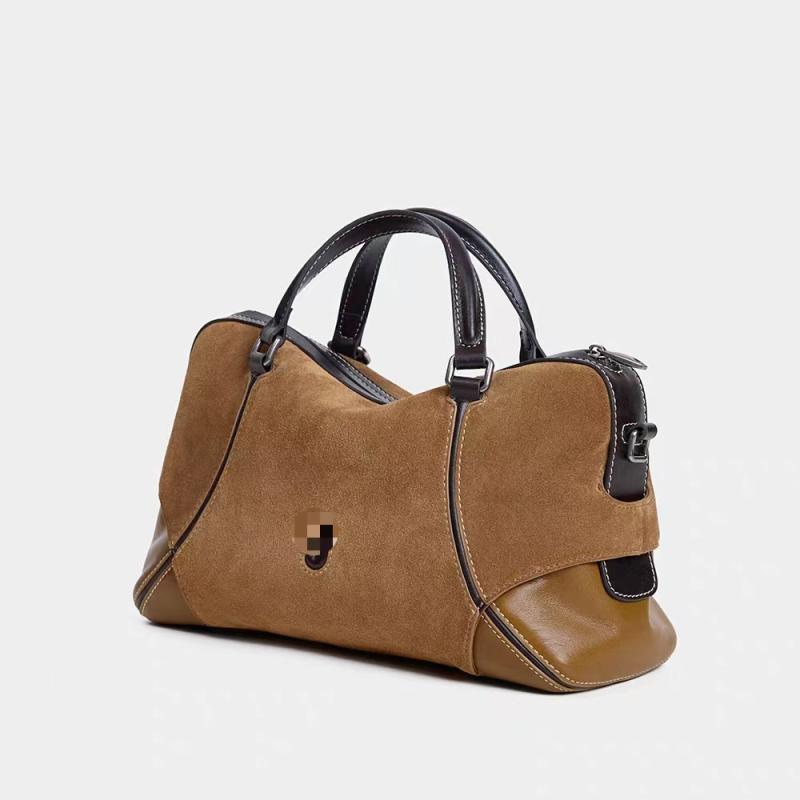 ボストンバッグ レディース メンズ 小さめ 2way 通勤 鞄 オックスフォード布 無地 フラップポケット ハンドバッグ ショルダーバッグ 斜めがけ 肩掛け 栗色 茶色 ブラウン デニム ブルー