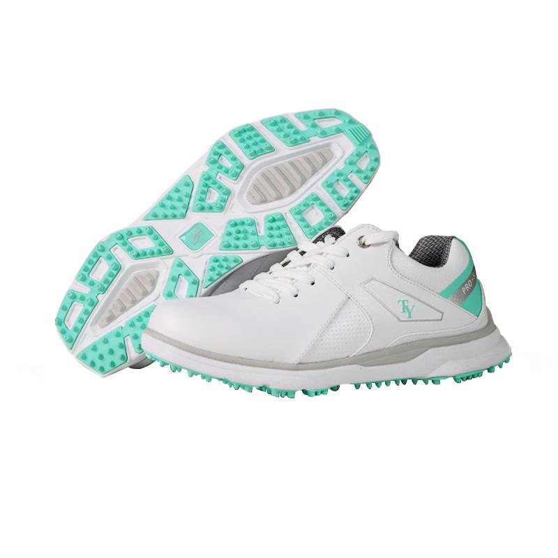 ゴルフシューズ レディース マイクロファイバーレザー 軽量 スパイクレス EVA発泡アウトソール EVAミッドソール 滑り止め ラバー底 ラウンドトゥ レースアップ メッシュ裏地 ホールド感 カジュアル ゴルフ練習 コース用