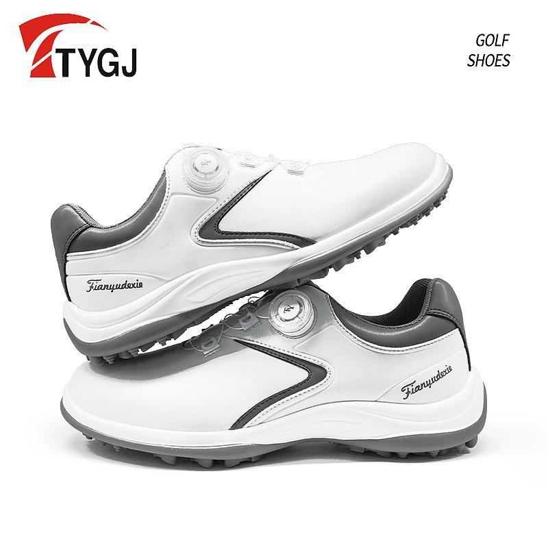ゴルフシューズ メンズ 男性用 防水 滑り止め グリップ 固定式スパイク ダイヤル式ワイヤーレース 通気..