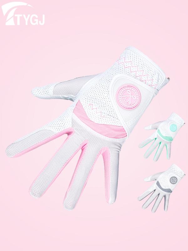 ゴルフグローブ レディース 女性用 滑り止め グリップ 通気性 メッシュ素材 耐摩耗性 丈夫 ポリエステ..