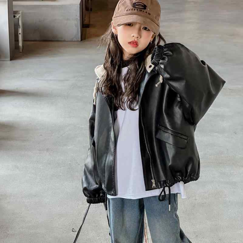 ライダースジャケット キッズ 女の子 ジュニア フェイクレザー アウター ブルゾン 韓国風 おしゃれ ク..