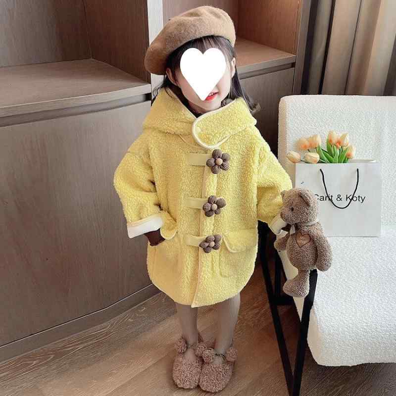 アウター ガールズ 女の子 キッズ 秋冬 韓国風 カジュアル 厚手 暖かい 防寒 フード付き 裏起毛 シープ..