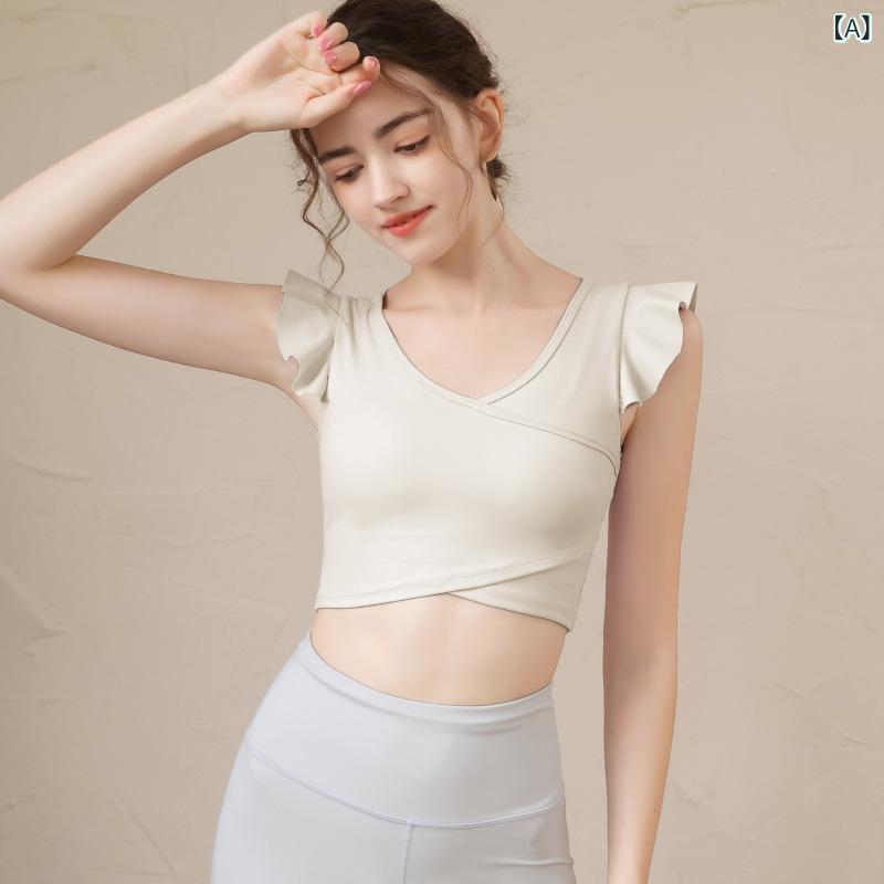 ヨガウェア レディース スポーツトップス 半袖 ピラティス ジム トレーニング ワークアウト フィットネスウェア スリムフィット ストレッチ 通気性 吸汗速乾 上品 エレガント 2