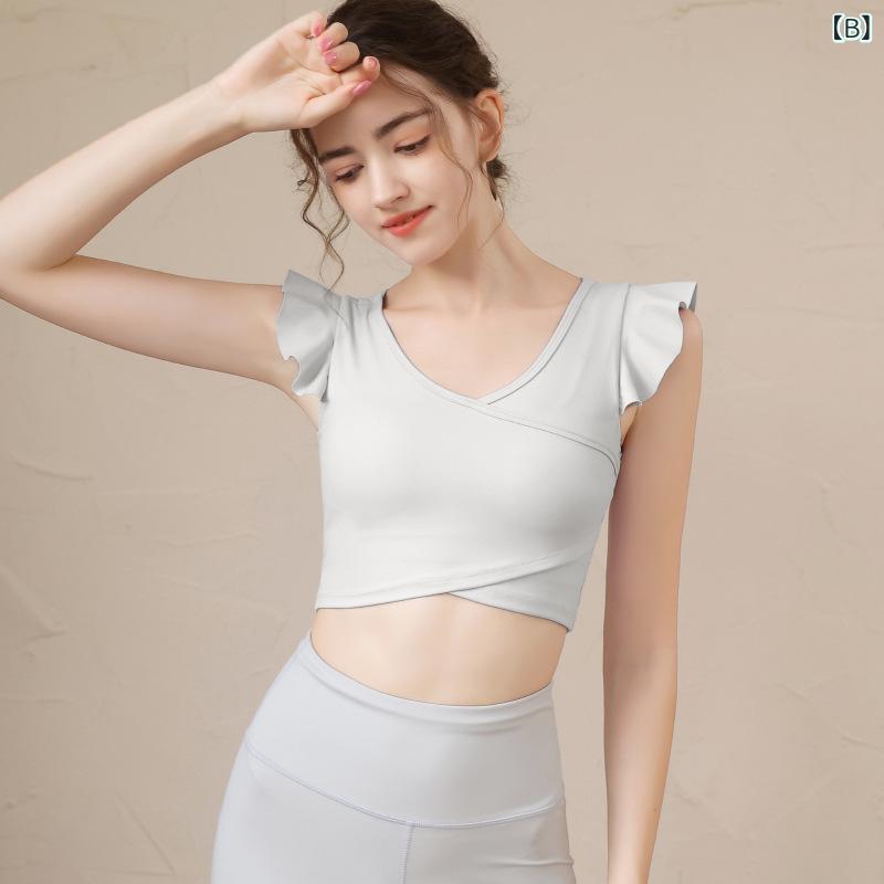 ヨガウェア レディース スポーツトップス 半袖 ピラティス ジム トレーニング ワークアウト フィットネスウェア スリムフィット ストレッチ 通気性 吸汗速乾 上品 エレガント 3