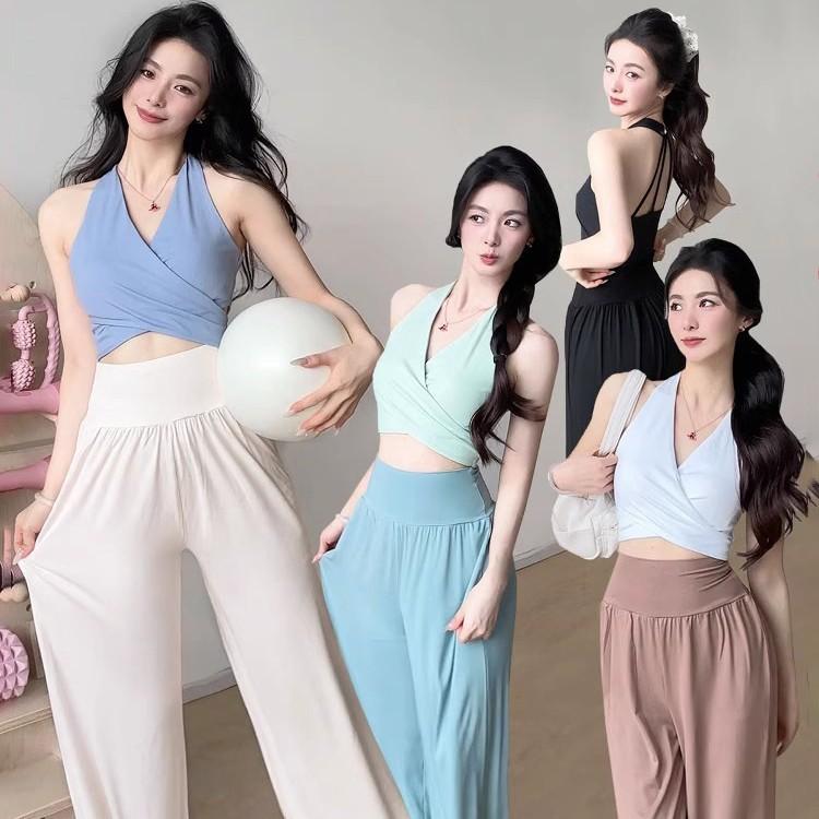 ヨガウェア レディース 春夏 セットアップ スポーツタンクトップ ハイウエスト ワイドパンツ 通気性 ナ..