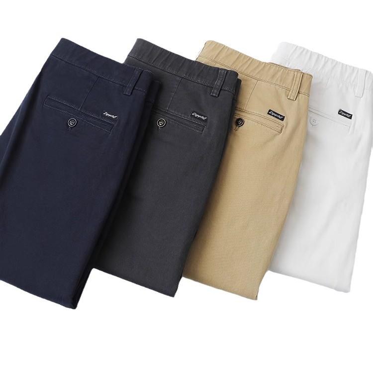 ビジネスカジュアルパンツ メンズ 男性用 白 ホワイト 綿混 ストレッチ ストレートシルエット ゆったり..