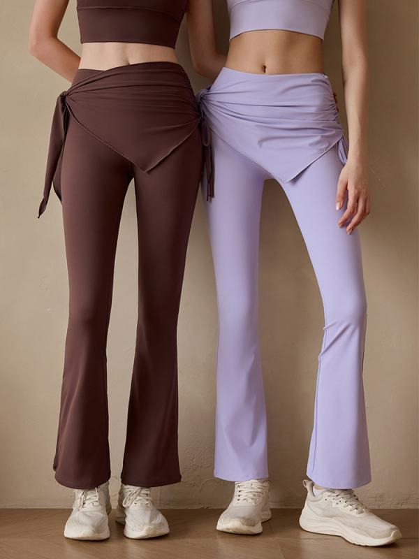 ヨガ ボトムス レディース フレアパンツ バレエ ピラティス ダンス トレーニング ロング 上品 エレガント 透け防止 通気性 ナイロン スパンデックス ストレッチ 伸縮性 フィットネス