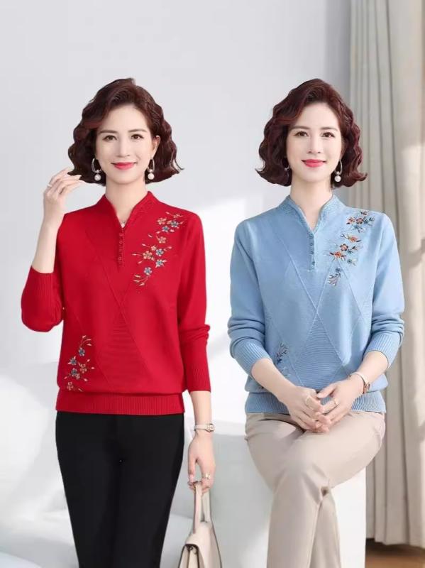 ニット セーター ミセス 女性 レディース 秋冬 ゆったり ルーズフィット おしゃれ 上品 エレガント 刺..