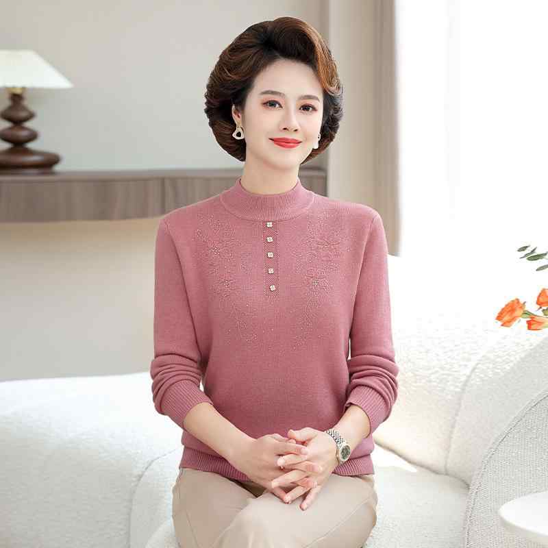 ニット レディース ミセス 女性 秋冬 厚手 裏起毛 保温 セーター ハイネック ゆったり トップス カット..