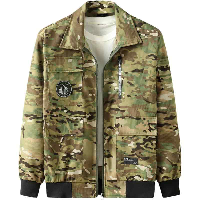 作業服 ワークウェア セットアップ メンズ 男性用 普段使い 夏用 接触冷感 速乾 薄手 軽量 通気性 微ストレッチ 伸縮性 耐摩耗 丈夫 迷彩 カモフラージュ柄