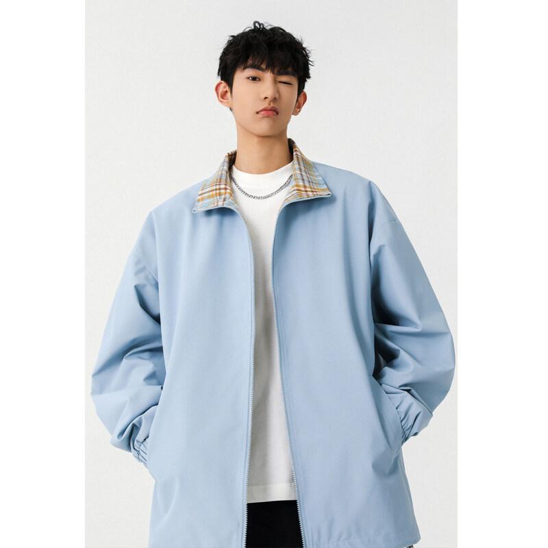 スタジャン メンズ 春秋 レトロ チェック柄 スタンドカラー 高級感 ゆったりシルエット きれいめ カジ..