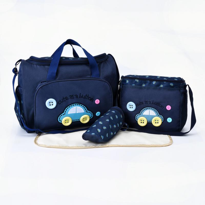 マザーズバッグ ママ オックスフォード素材 キャラクター 車柄 刺繍 斜め掛け ショルダー オムツポーチ..