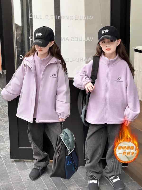 子供服 アウター ガールズ ウインドブレーカー 取り外し可能 スポーツ 登山 ジャケット 女の子 秋冬 防..