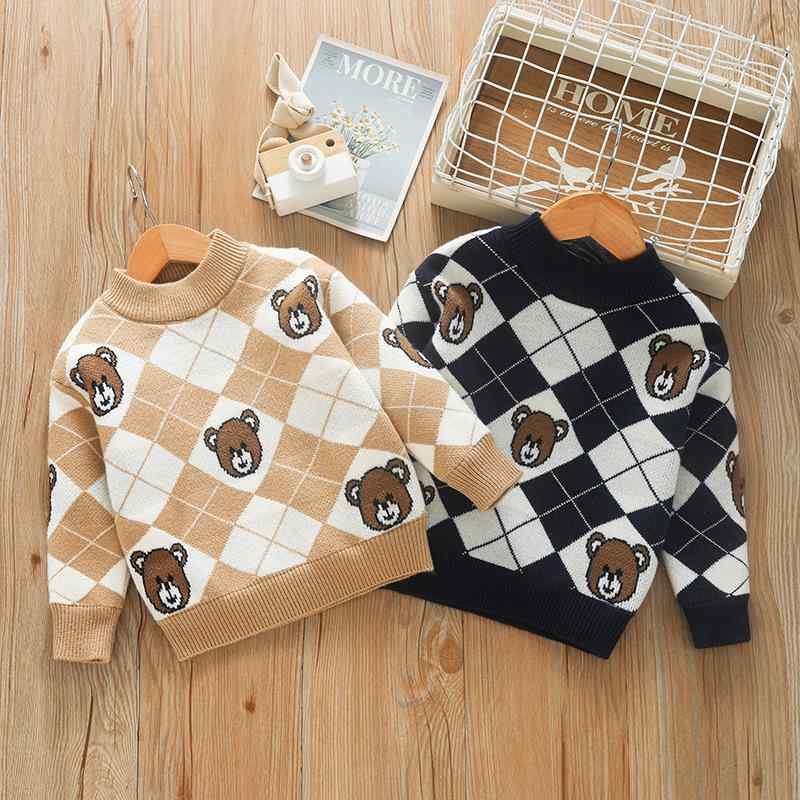 キッズ ニット セーター 子供服 男の子 女の子 秋冬 厚手 あったか アクリル 長袖 プルオーバー 丸首 ..