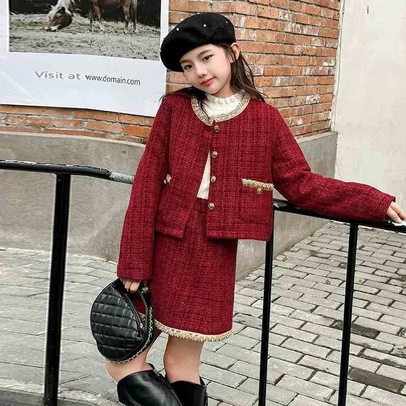 キッズ スカートセットアップ 女の子 ジュニア レッド 赤 カーディガン ジャケット ツーピース 上品 エ..