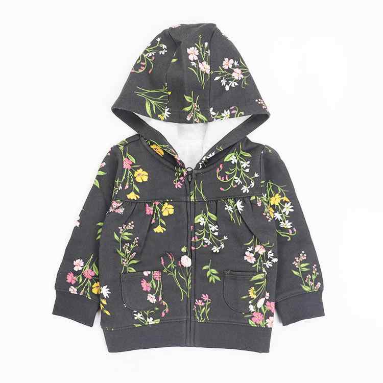 ベビー服 女の子 女児 新生児 ジップアップ フード付き パーカー カーディガン 長袖 ショート丈 綿 コ..