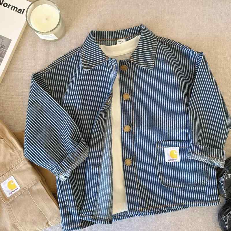 デニムジャケット キッズ 子供服 男女兼用 春夏 長袖 襟付き コットン ウォッシュ加工 ソフト加工 カジ..