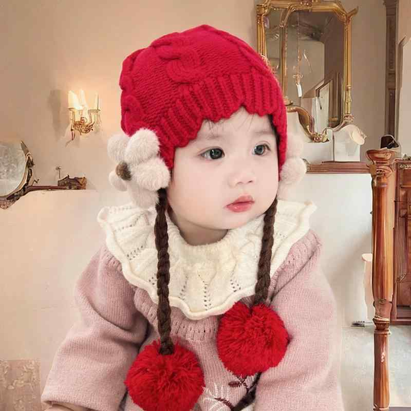 帽子 ベビー キッズ 女の子 ニット帽 秋冬 防寒 保温 0歳 1歳 2歳 3歳 かわいい お洒落 伸縮性 赤 ピンク レッド 草莓 いちご