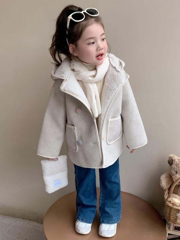 子供服 コート 女の子 ウール ミドル丈 アウター 冬 襟付き うさ耳 フード付き かわいい ガーリー 裏起..