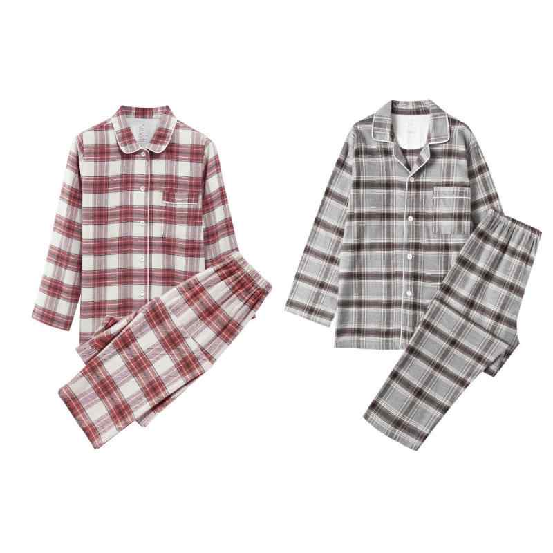 パジャマ レディース メンズ 秋冬 綿 フランネル 厚手 上下セット 暖か 無印 ホームウェア ルームウェア 部屋着 寝巻き 長袖 長ズボン 襟付き あったか おしゃれ かわいい