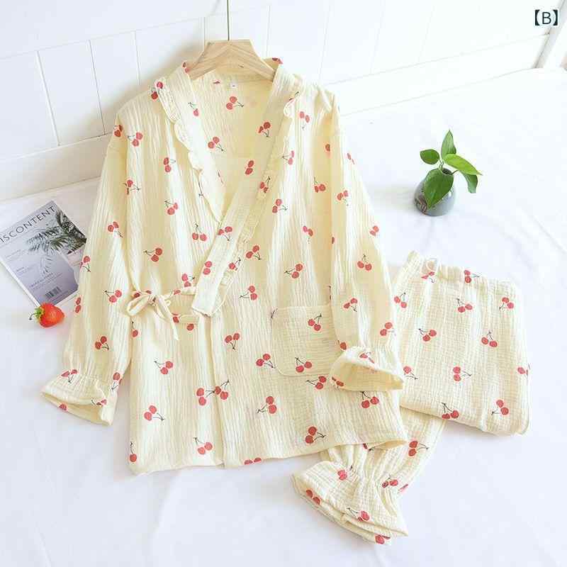 office matsudaのパジャマ レディース 産後 月子服 ルームウェア 上下セット 綿100% 長袖 Vネック 授乳口付き 妊婦服 マタニティウェア 春秋冬 伸縮性 通気性 快適 かわいい 小花柄 ピンク系｜アングル3