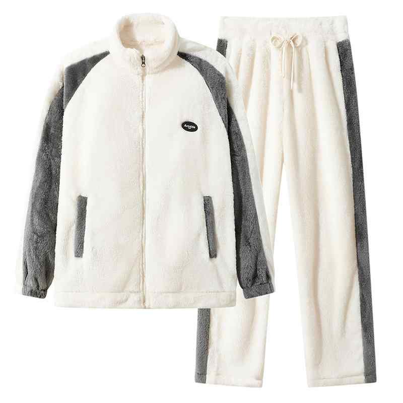 ルームウェア メンズ 男性 秋冬 サンゴマイヤー フランネル ポリエステル 裏起毛 極厚 肉厚 保温 ジッ..