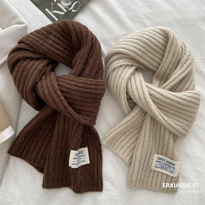 マフラー ニット レディース 秋冬 厚手 ペア あったか 学生 無地 メンズ コーヒー色 深灰色 赤色 モス..