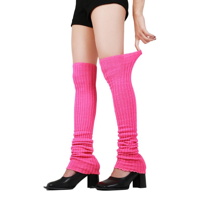 レッグウォーマー レディース ヨガ ソックス ニット アクリル 無地 高筒 80cm 60cm ブラック ピンク系 ブルー ベージュ スポーツ バレエ 秋冬
