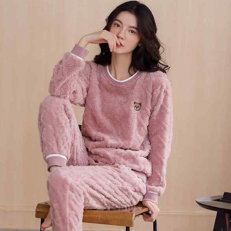 パジャマ レディース ルームウェア 上下セット 珊瑚マイヤー 厚手 フリース あったか ゆったり 長袖 長..