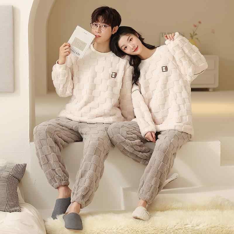 パジャマ レディース メンズ フランネル ルームウェア 上下セット 厚手 防寒 あったか 部屋着 寝巻き かわいい 長袖 長ズボン 春秋冬 婦人 紳士 女性用 男性用 ポリエステル