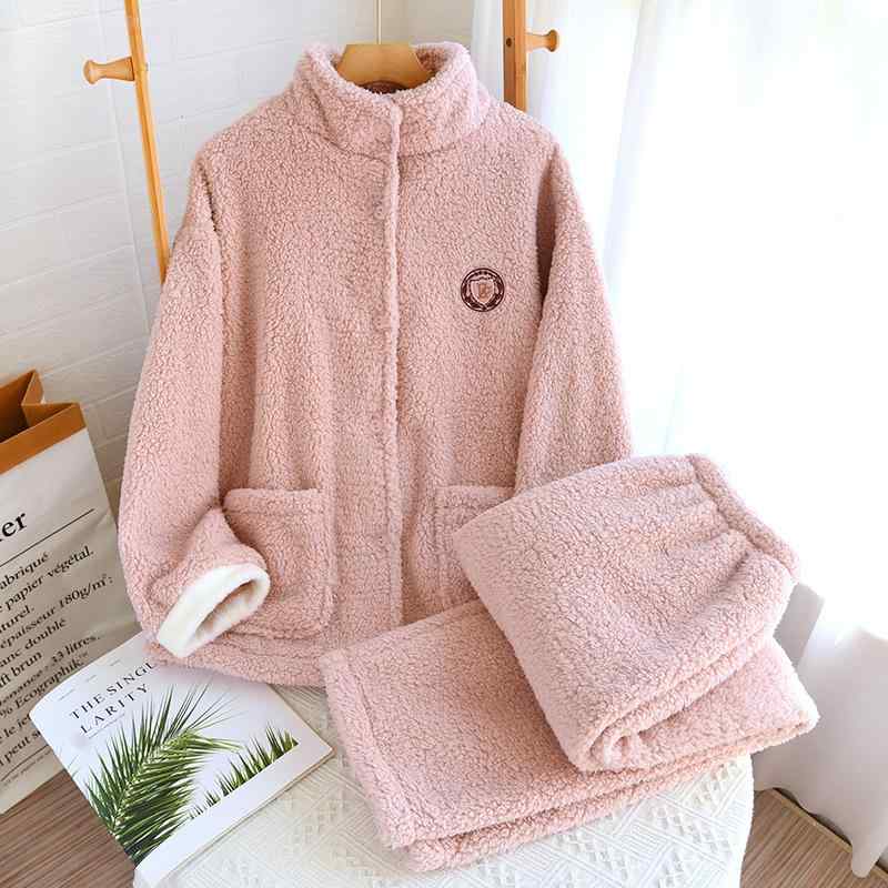 パジャマ レディース 冬用 フランネル 厚手 前開き スタンドカラー 部屋着 リラックスウェア 長袖 長ズ..