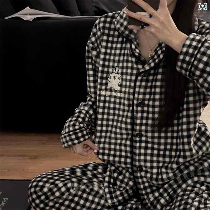 パジャマ レディース 秋冬用 フランネル 厚手 長袖 長ズボン 上下セット 部屋着 寝間着 ルームウェア ..