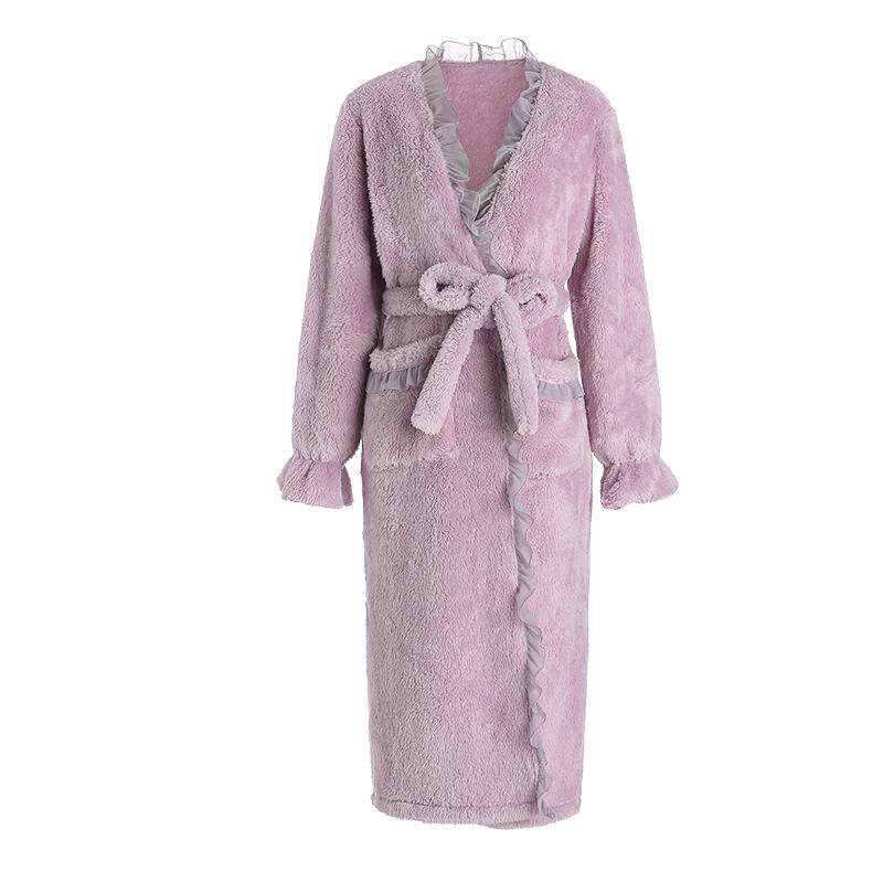 パジャマ レディース ルームウェア 上下セット ベルベット調 サテン レース Vネック カーディガン 部屋着 寝間着 リラックス ウェア パープル