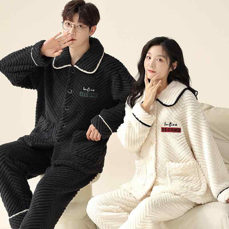 パジャマ レディース メンズ 冬用 フランネル 厚手 暖かい 寝巻き 上下セット 長袖 ルームウェア ポリ..