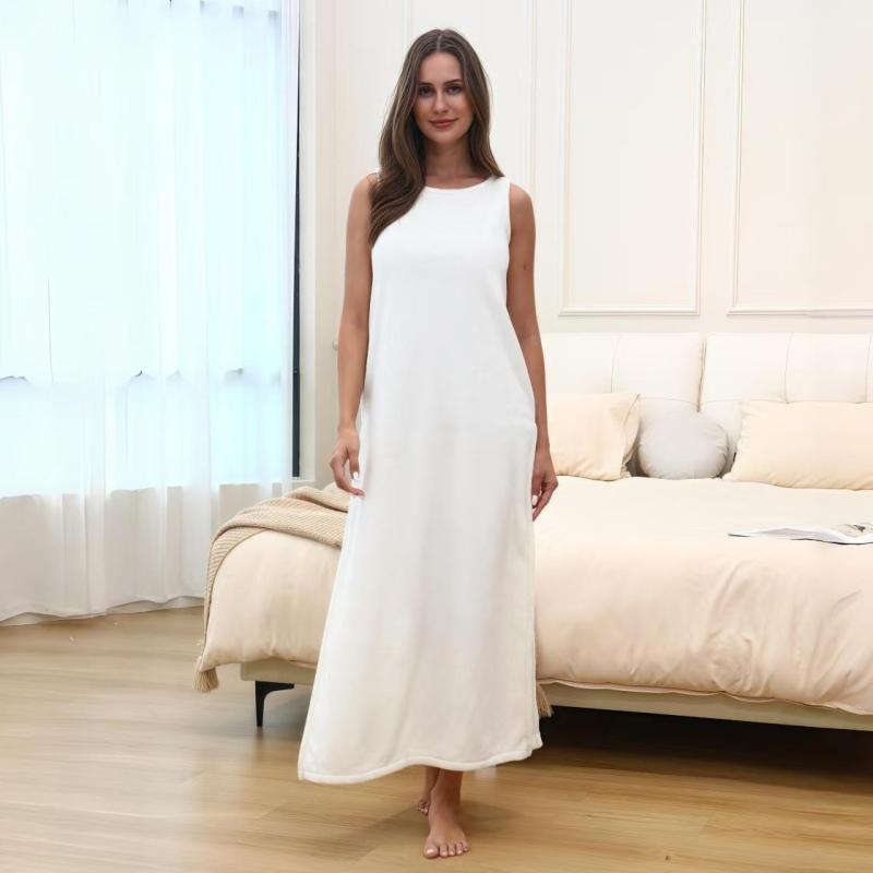 ワンピース レディース 薄手 ノースリーブ ロング丈 スリップドレス ルームウェア 部屋着 リラックス ..