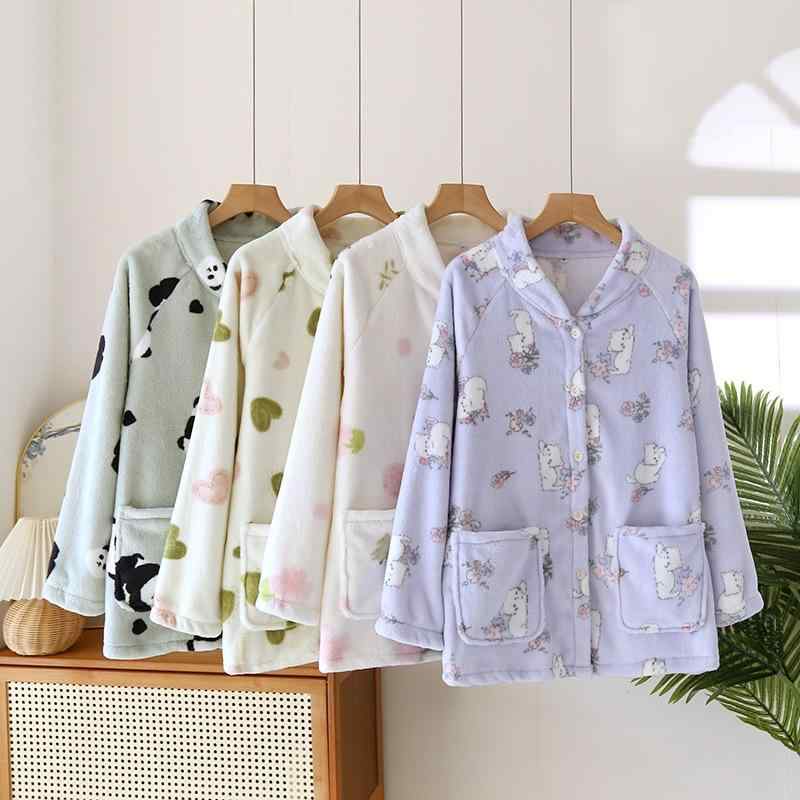 パジャマ ルームウェア レディース 秋冬 フランネル サンゴフリース ポリエステル カーディガン 裏起毛 厚手 両面起毛 キャラクター ストロベリー柄 ハート柄 かわいい 部屋着 寝巻き カジュアル リラックス