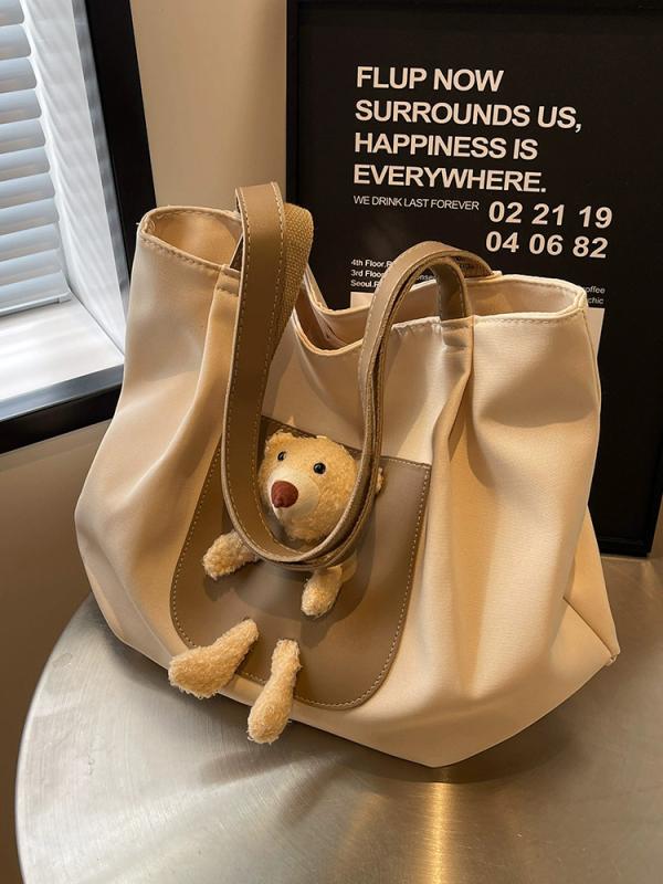 トートバッグ レディース 大容量 帆布 キャンバス ショルダーバッグ 通勤 通学 手提げ 肩掛け カバン 軽量 韓国 ファッション カジュアル 白 黒 カーキ