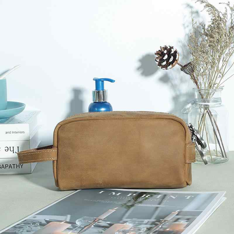 楽天office matsuda化粧ポーチ レディース メンズ兼用 本革 大容量 旅行用 収納ポーチ 洗面用具 スキンケア ブラウン レトロ調 牛革