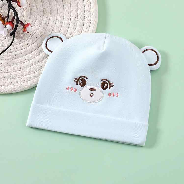 帽子 ベビー 0-6ヶ月 A類 純綿 小熊 刺繍 無骨 护头 卤门 赤ちゃん 乳幼児 ベージュ ピンク系 ブラウン