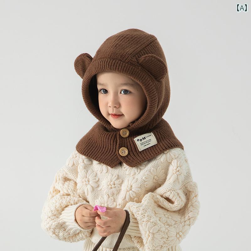 ニット帽 キッズ ベビー 子供用 防寒 帽子 耳当て付き あったか かわいい カートゥーン キャラクター ..