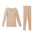 インナーウェア レディース 超薄型 発熱 保温 肌着 秋冬 ラウンドネック 長袖 ロングパンツ 上下セット 静電気防止 伸縮性 アクリル混 肌に優しい 目立たな...