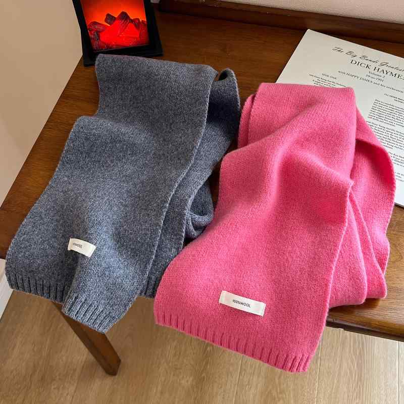 マフラー レディース メンズ キッズ 子供 親子 ペア 100% 羊毛 ウール 無地 バービーピンク 紫色 パー..