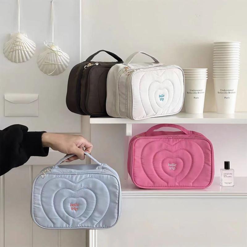 化粧ポーチ レディース 海塩 刺繡 メイクポーチ バニティポーチ 旅行用 トラベルポーチ 大容量 軽量 整..