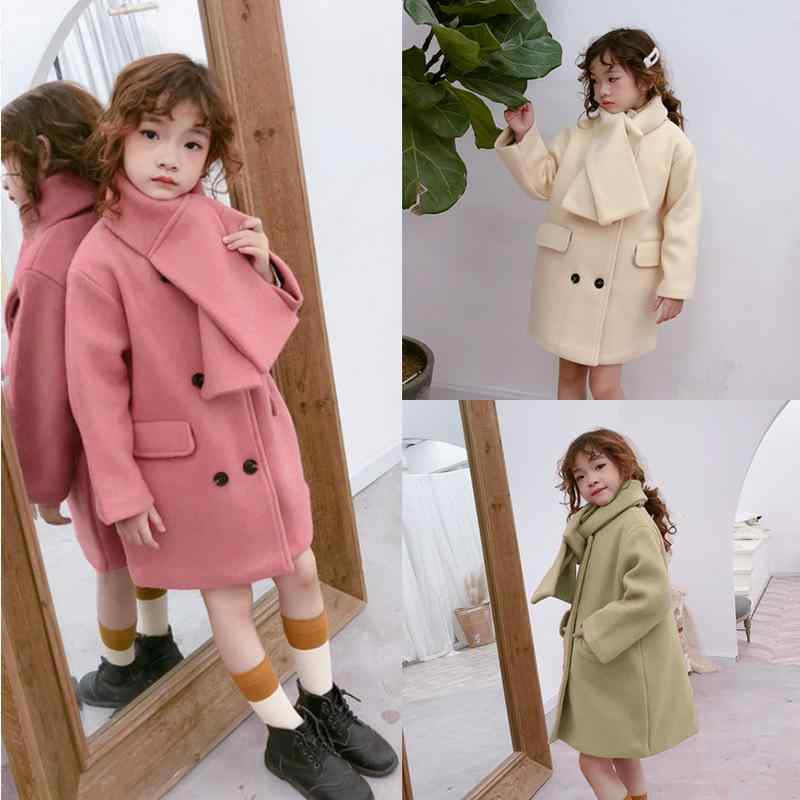 子供服 コート 女の子 秋冬 アウター 長袖 大襟付き ウエスト切り替え ロング丈 無地 かわいい ガールズ 上着 厚手 防寒 普段使い ピンク ベージュ グリ...