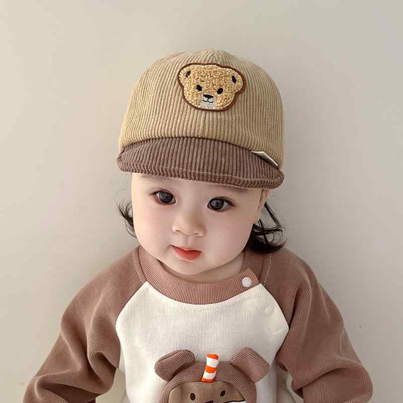 帽子 ベビー コーデュロイ キャップ 春秋冬 子供用 44-50cm ベージュ 黒 白 コーヒー 調整可能 かわい..